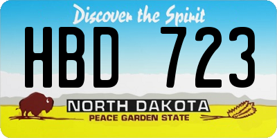 ND license plate HBD723