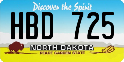 ND license plate HBD725