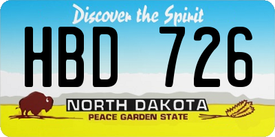 ND license plate HBD726