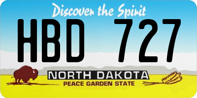 ND license plate HBD727