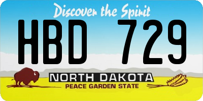 ND license plate HBD729