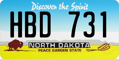 ND license plate HBD731