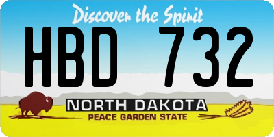 ND license plate HBD732