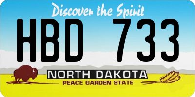 ND license plate HBD733