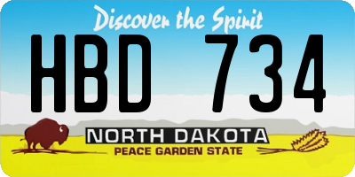 ND license plate HBD734