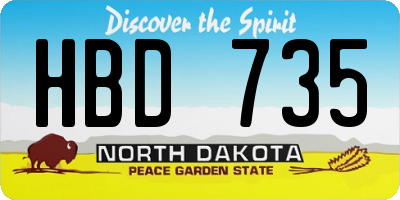 ND license plate HBD735