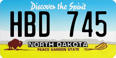 ND license plate HBD745