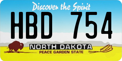 ND license plate HBD754