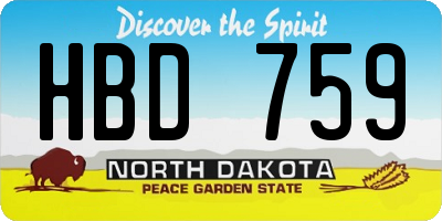 ND license plate HBD759