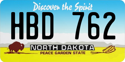 ND license plate HBD762