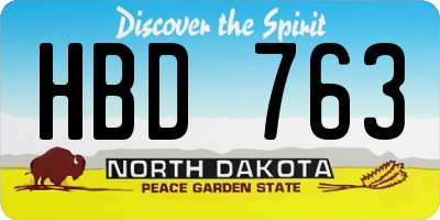 ND license plate HBD763