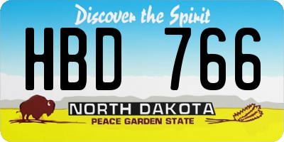 ND license plate HBD766
