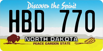ND license plate HBD770