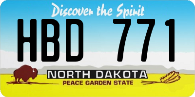 ND license plate HBD771
