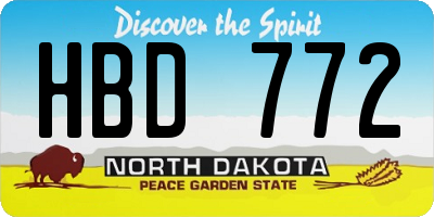 ND license plate HBD772