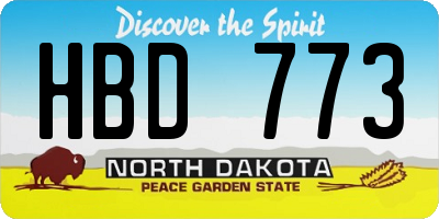 ND license plate HBD773