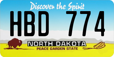 ND license plate HBD774