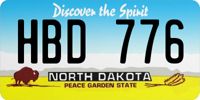 ND license plate HBD776