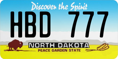 ND license plate HBD777