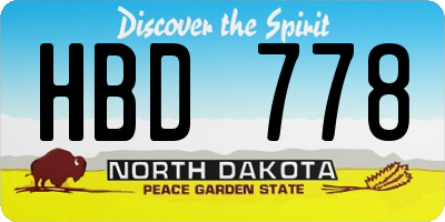 ND license plate HBD778