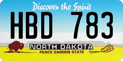 ND license plate HBD783