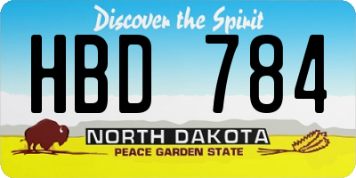ND license plate HBD784