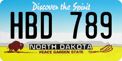 ND license plate HBD789