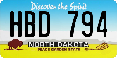 ND license plate HBD794