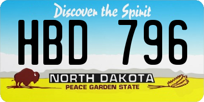ND license plate HBD796