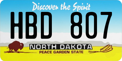 ND license plate HBD807
