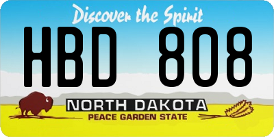 ND license plate HBD808