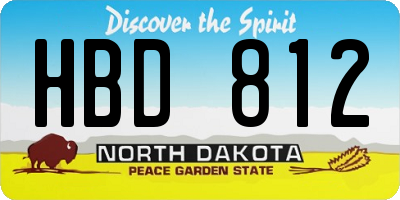 ND license plate HBD812
