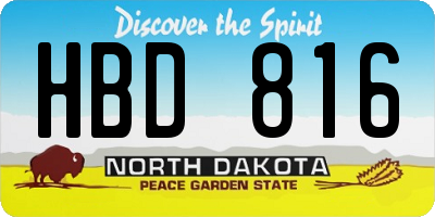 ND license plate HBD816