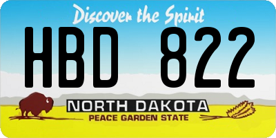 ND license plate HBD822