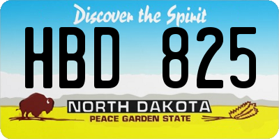 ND license plate HBD825