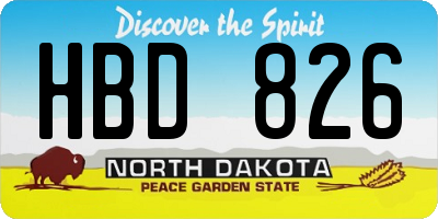 ND license plate HBD826