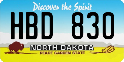 ND license plate HBD830