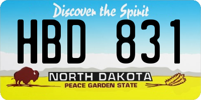 ND license plate HBD831