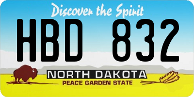 ND license plate HBD832