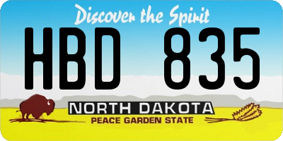 ND license plate HBD835