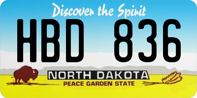 ND license plate HBD836