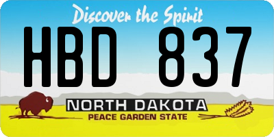 ND license plate HBD837