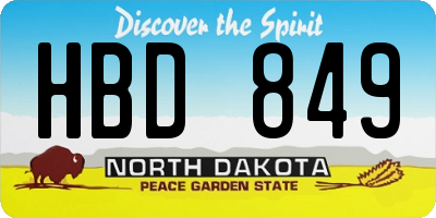 ND license plate HBD849
