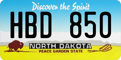ND license plate HBD850