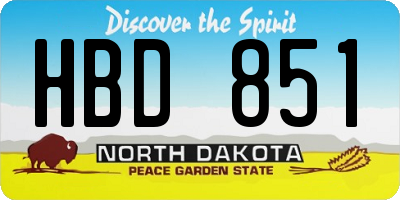 ND license plate HBD851