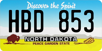 ND license plate HBD853