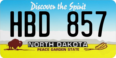 ND license plate HBD857