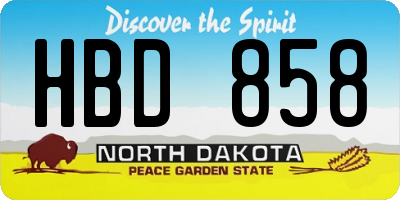 ND license plate HBD858