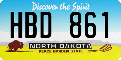 ND license plate HBD861