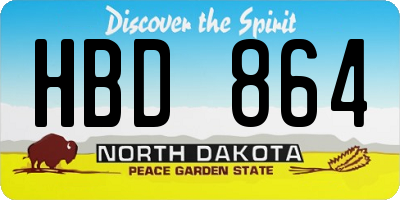 ND license plate HBD864